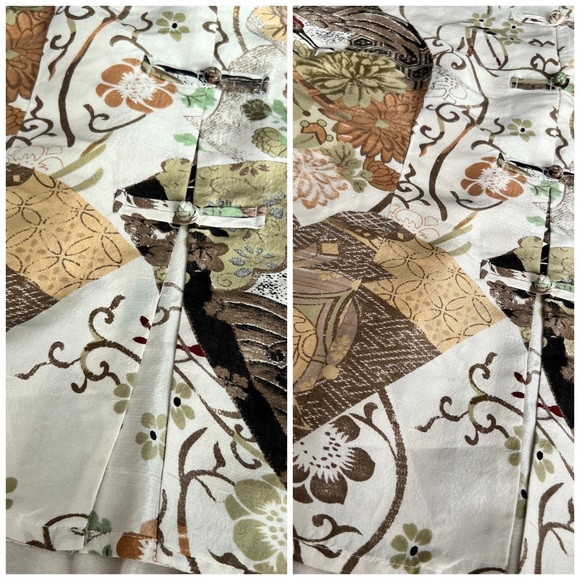 Citron floral short sleeve button down blouse size large - Picture 6 of 7